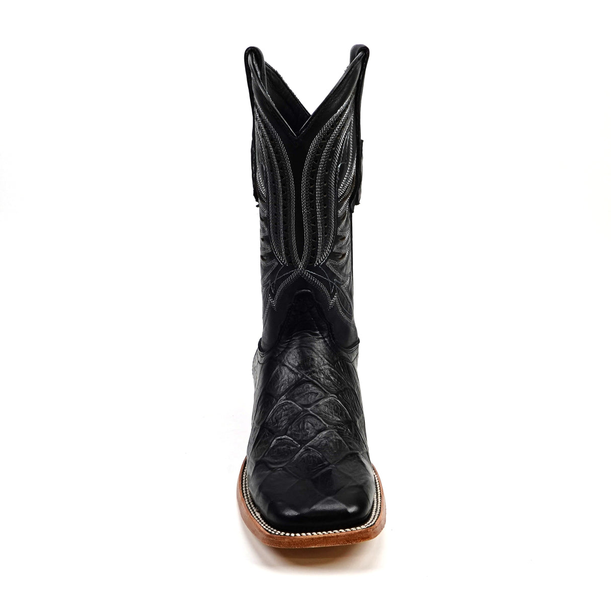 Pirarucu Black - Embossed Leather - Square Toe (E687)