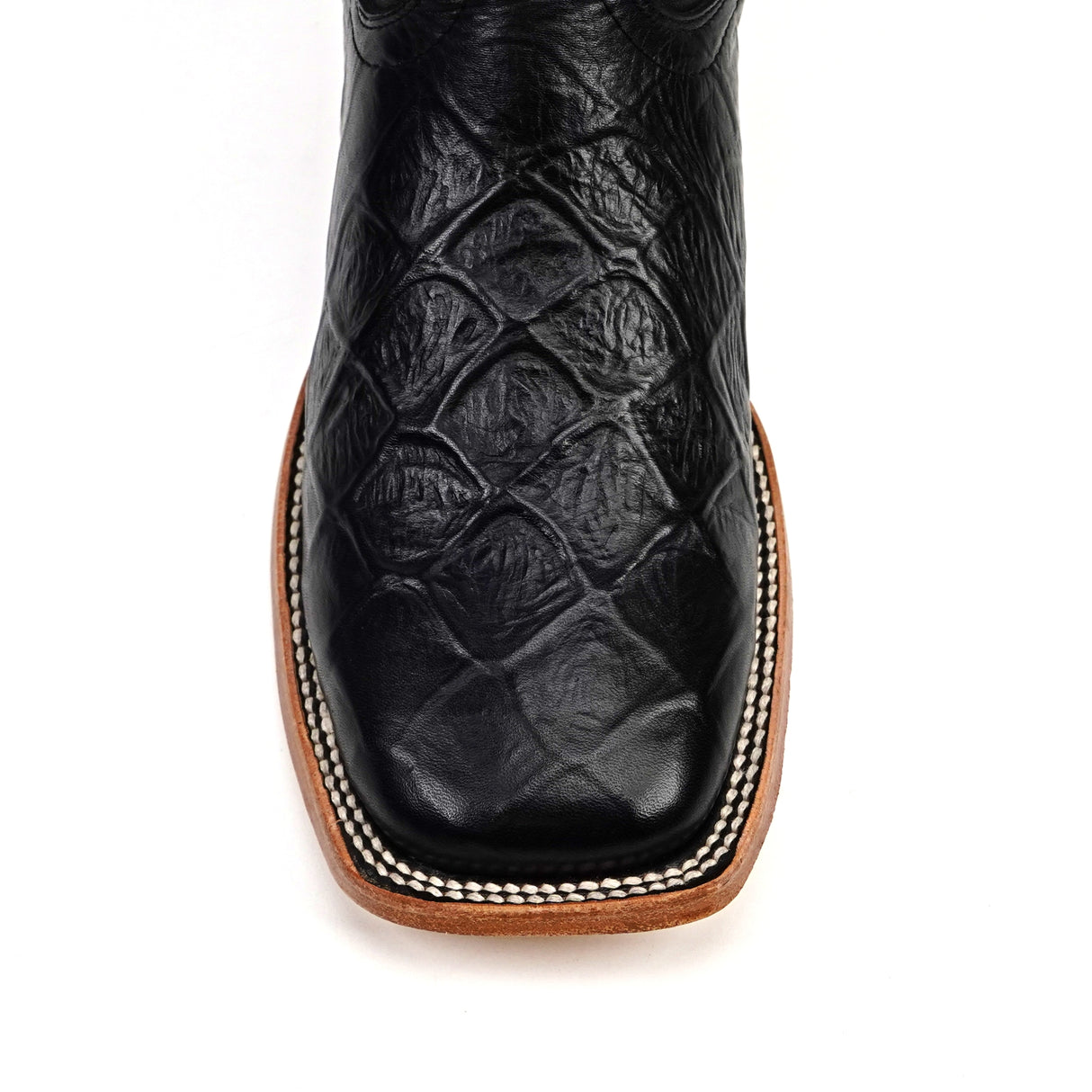 Pirarucu Black - Embossed Leather - Square Toe (E687)