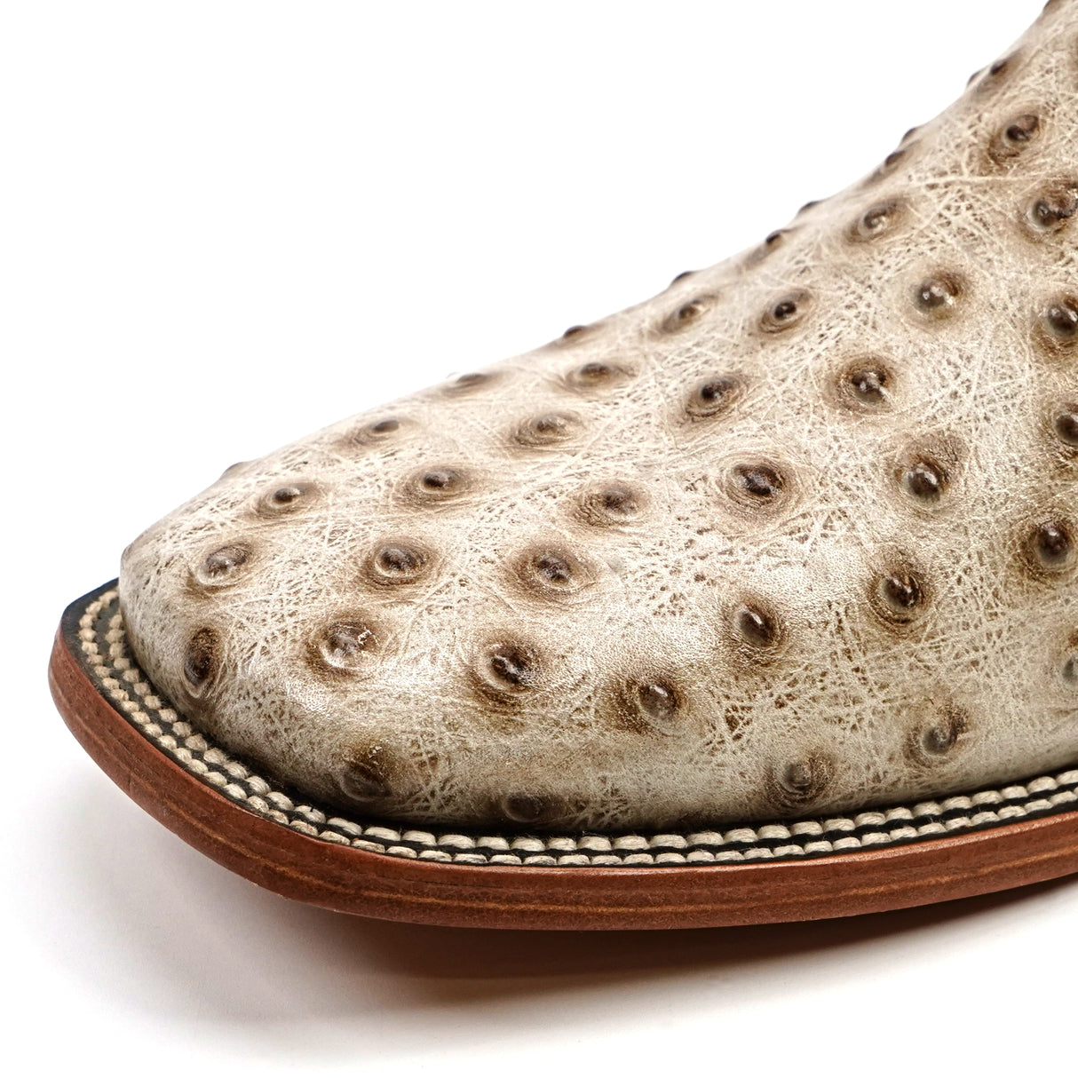Ostrich Bone - Embossed Leather - Square Toe (E424)