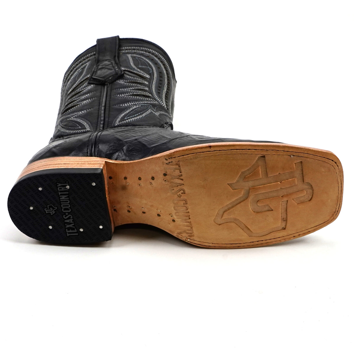 Pirarucu Black - Embossed Leather - Square Toe (E687)