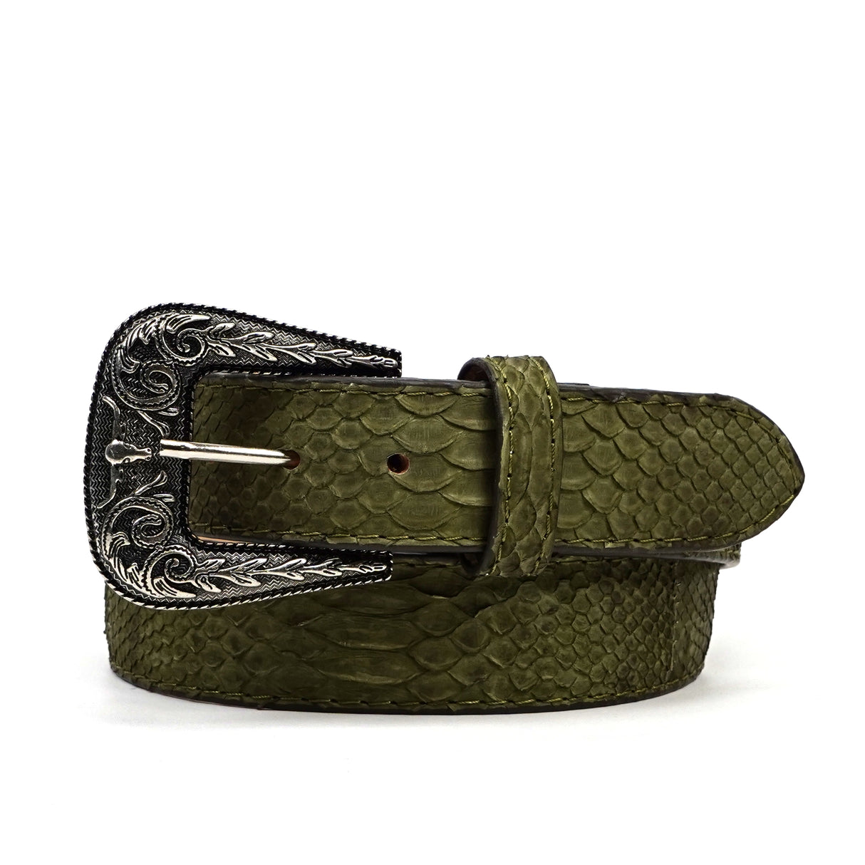 Exotic Full Quilt Python Belt - Green (C-028)