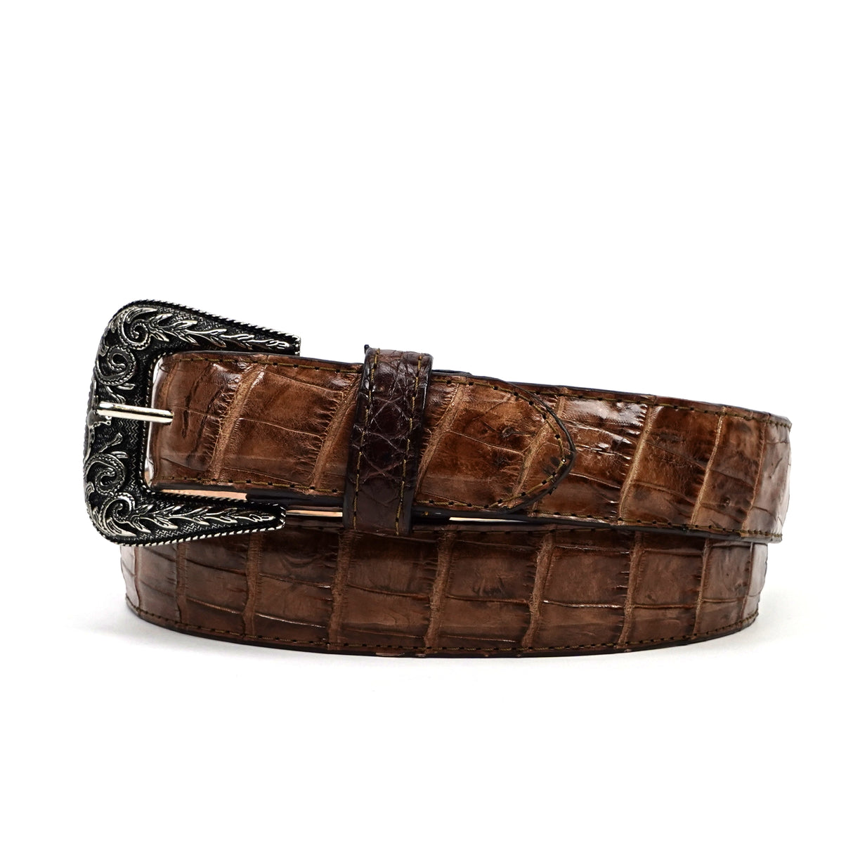 Exotic Full Quilt Alligator Belt - Tobacco (C-028)