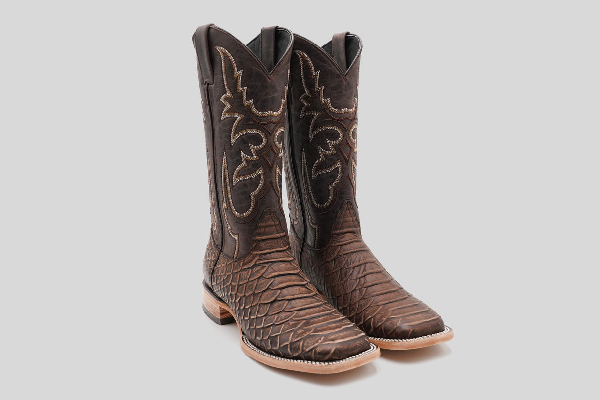 Jumbo Python Chocolate - Embossed Leather - Square Toe (E681-26)