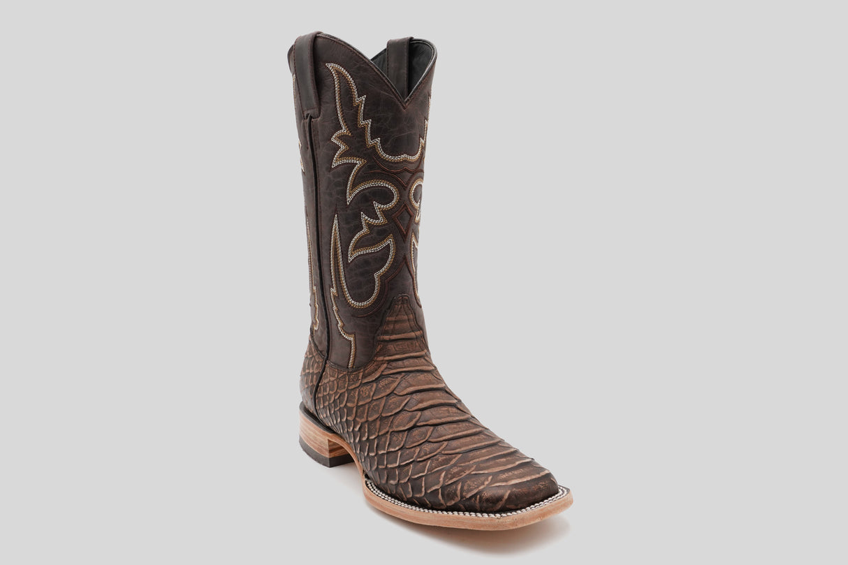 Jumbo Python Chocolate - Embossed Leather - Square Toe (E681-26)