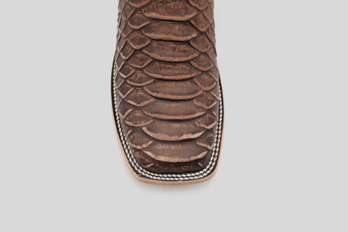 Jumbo Python Chocolate - Embossed Leather - Square Toe (E681-26)