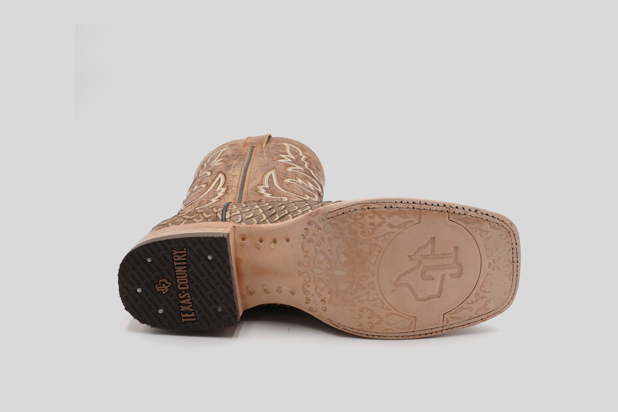 Jumbo Python Cappuccino - Embossed Leather - Square Toe (E682-26)