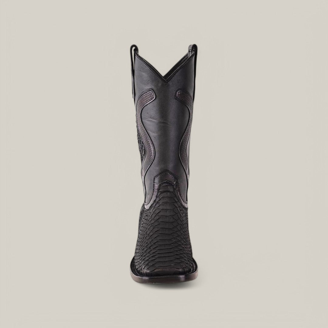 Exotic Python - Diamond - Matte Black - Square Toe