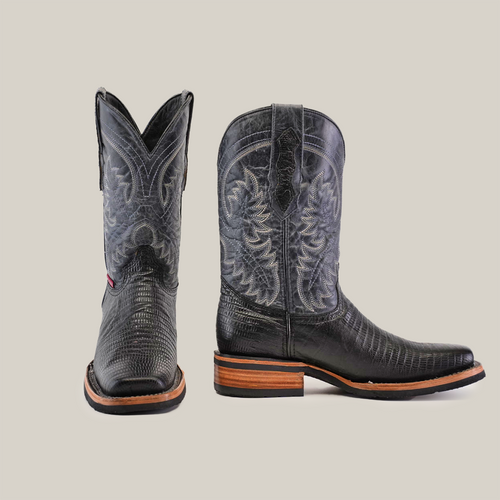 Lizard Black - Embossed Leather - Rodeo Toe (E937)
