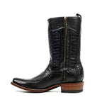 Alligator Belly Black Zip Boots - Narrow Square Toe (FLO22)