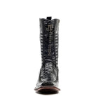 Alligator Belly Black Zip Boots - Narrow Square Toe (FLO22)