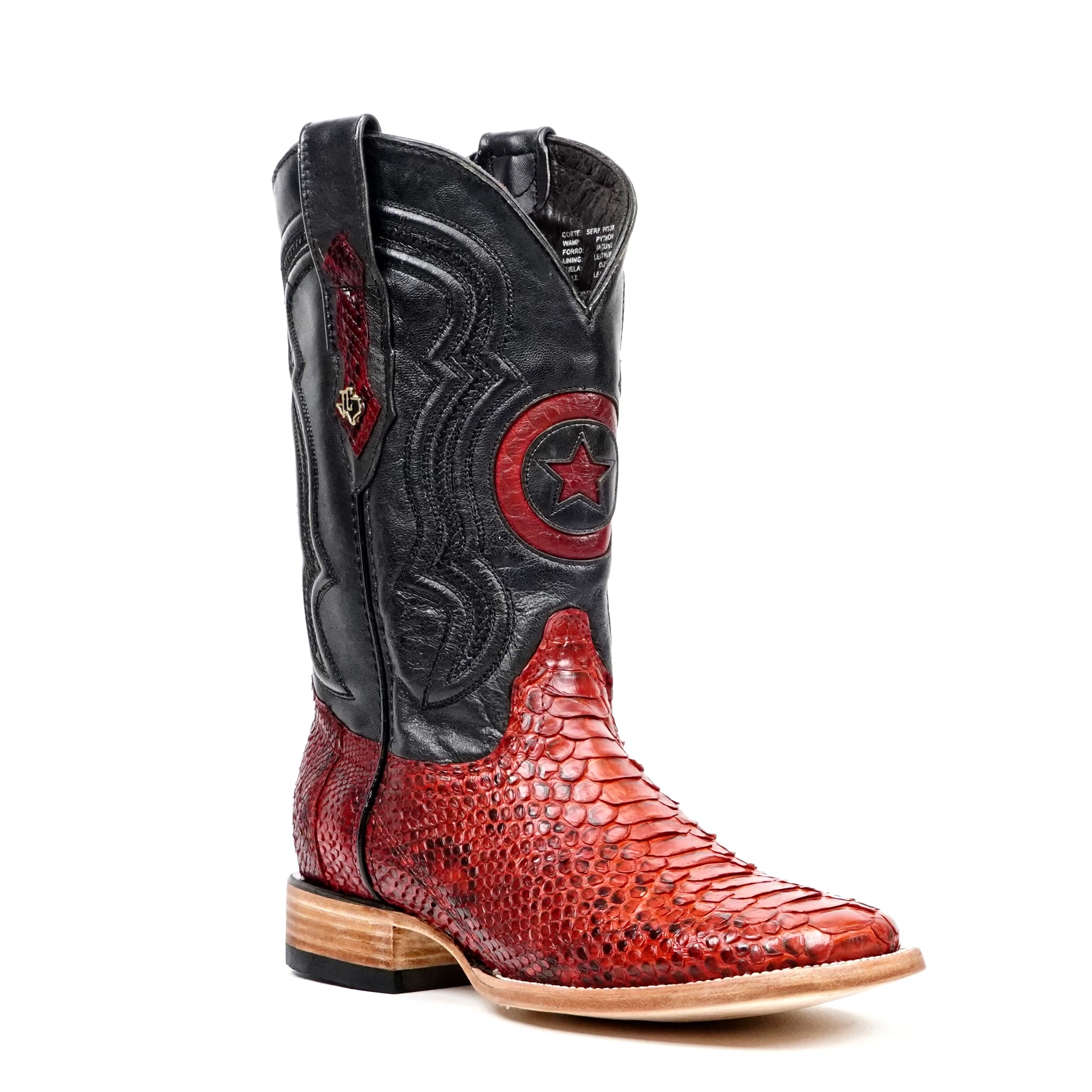 Botas Tanner Python - Rubí - Punta Cuadrada (PN30)