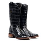 James Full Alligator Boots - Black - Round Toe (FU220)