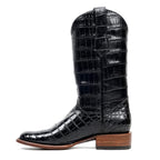 James Full Alligator Boots - Black - Round Toe (FU220)