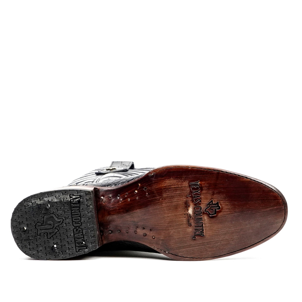 James Full Alligator Boots - Black - Round Toe (FU220)