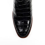 James Full Alligator Boots - Black - Round Toe (FU220)