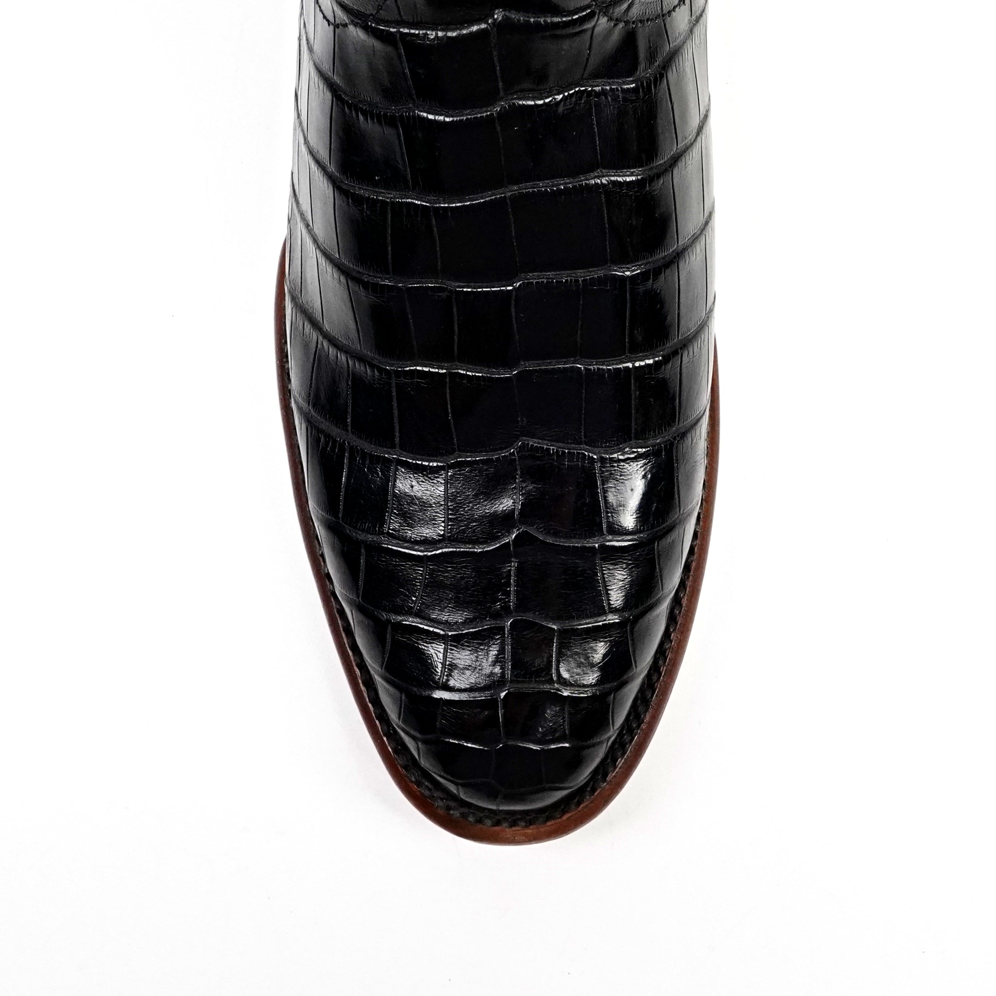 James Full Alligator Boots - Black - Round Toe (FU220)