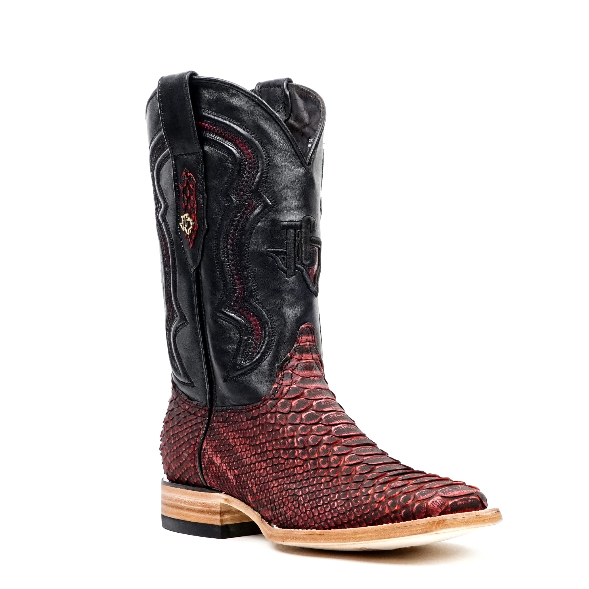 Botas Tanner de Pitón – Escarlata – Punta Cuadrada (PN30)