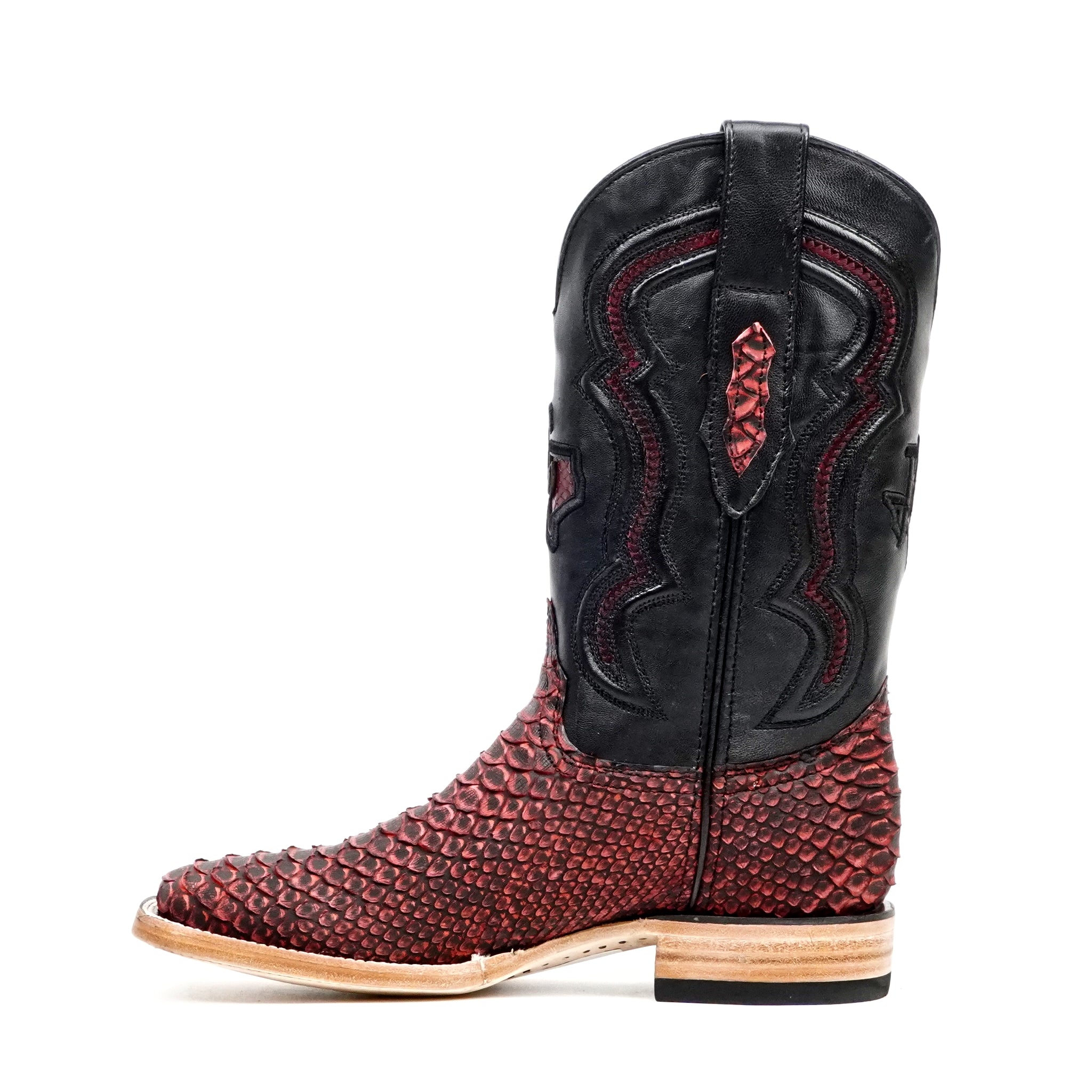 Botas Tanner de Pitón – Escarlata – Punta Cuadrada (PN30)