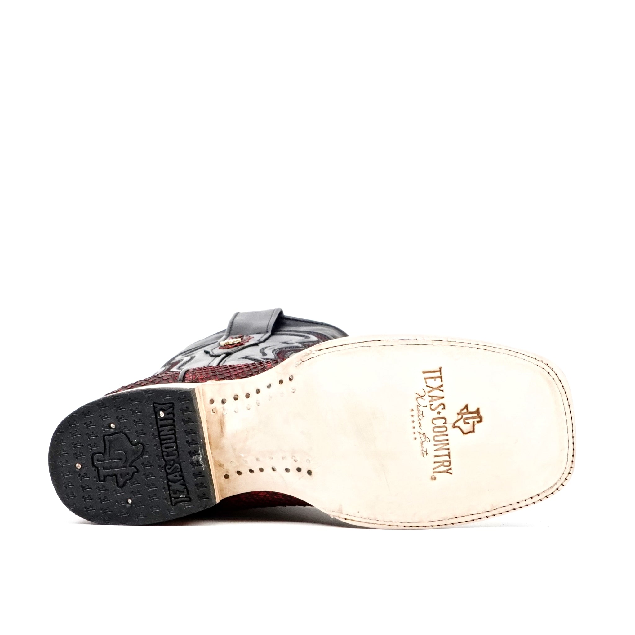 Botas Tanner de Pitón – Escarlata – Punta Cuadrada (PN30)