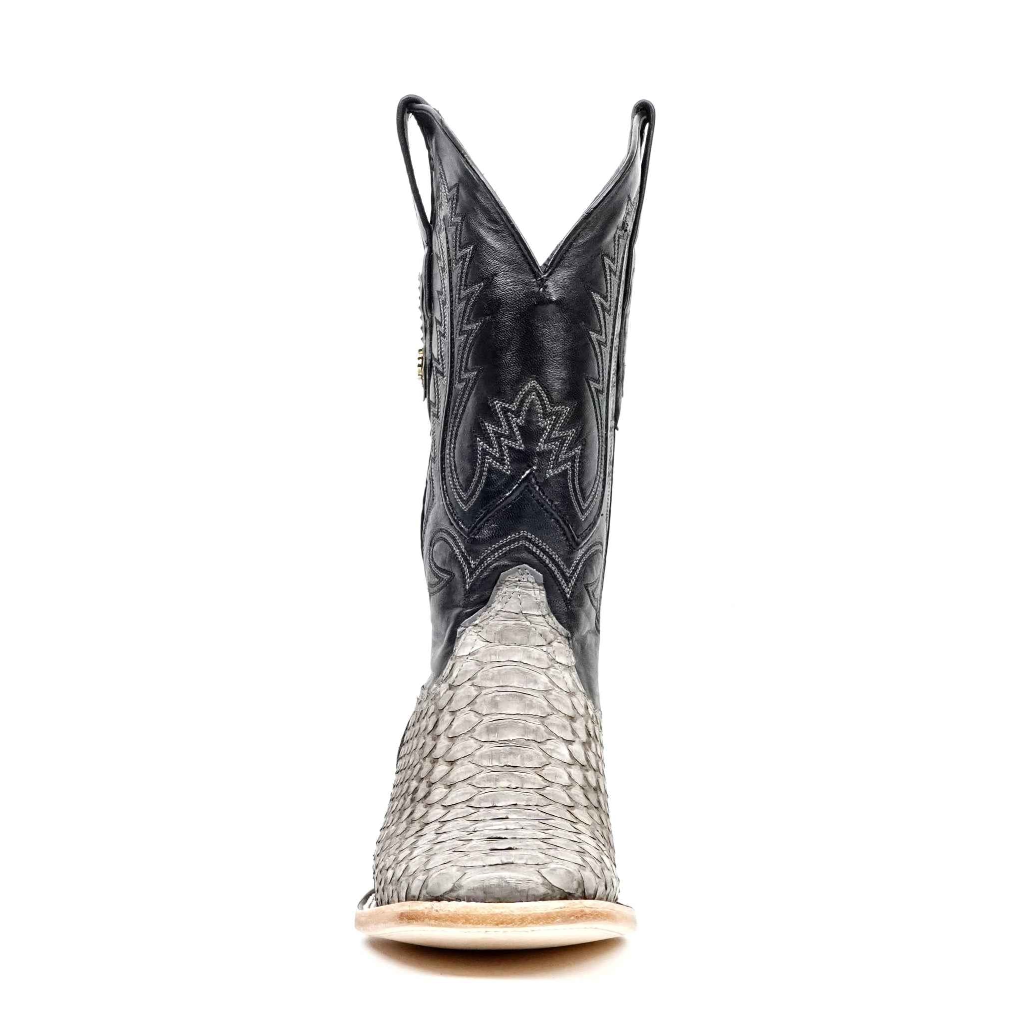 Tanner Python Boots - Matte Gray - Square Toe (PN30)