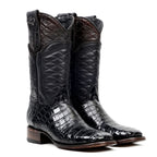 James Platinum Alligator Belly Boots - Black - Square Toe