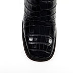 James Platinum Alligator Belly Boots - Black - Square Toe