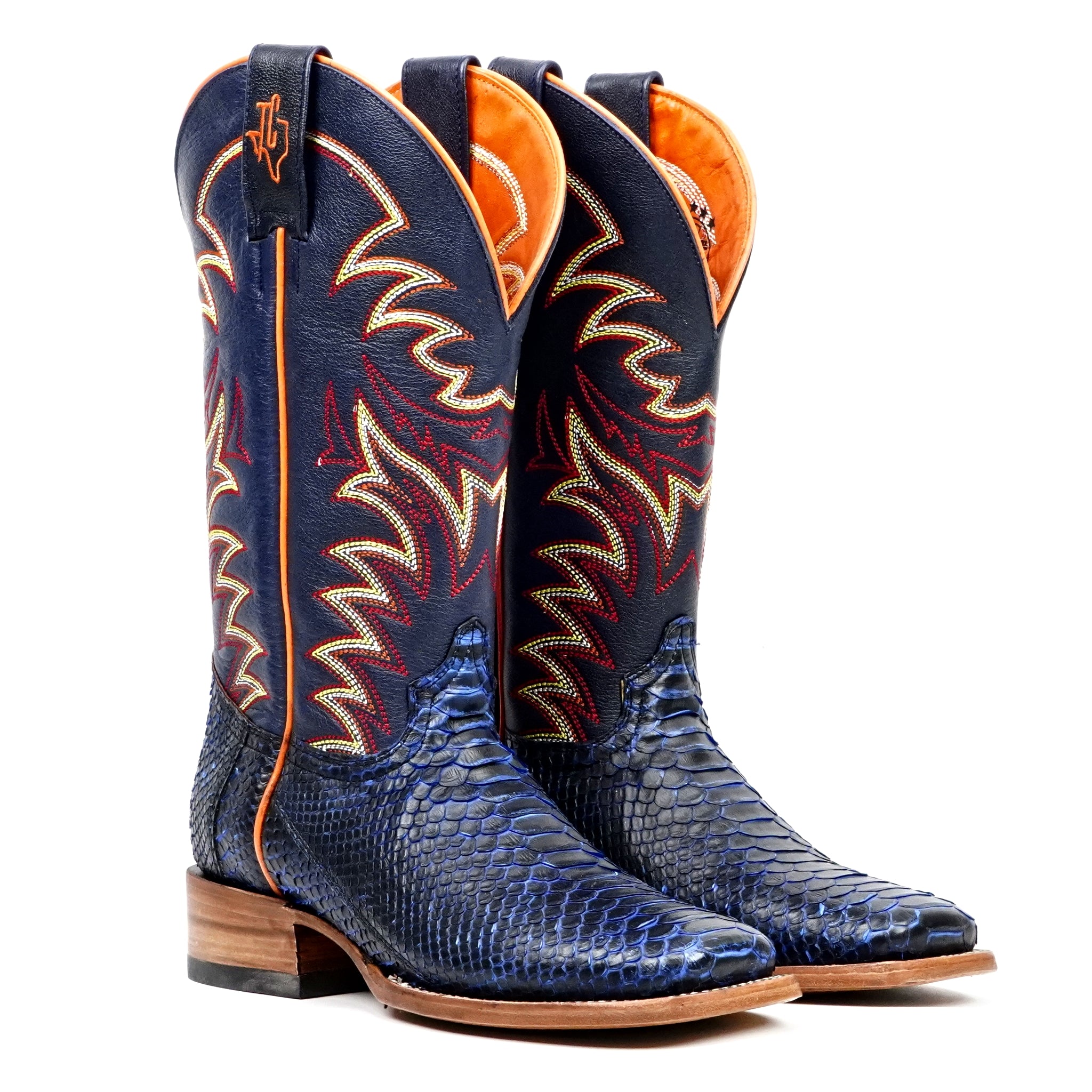 Botas Braxton Python - Azul Marino - Punta Cuadrada