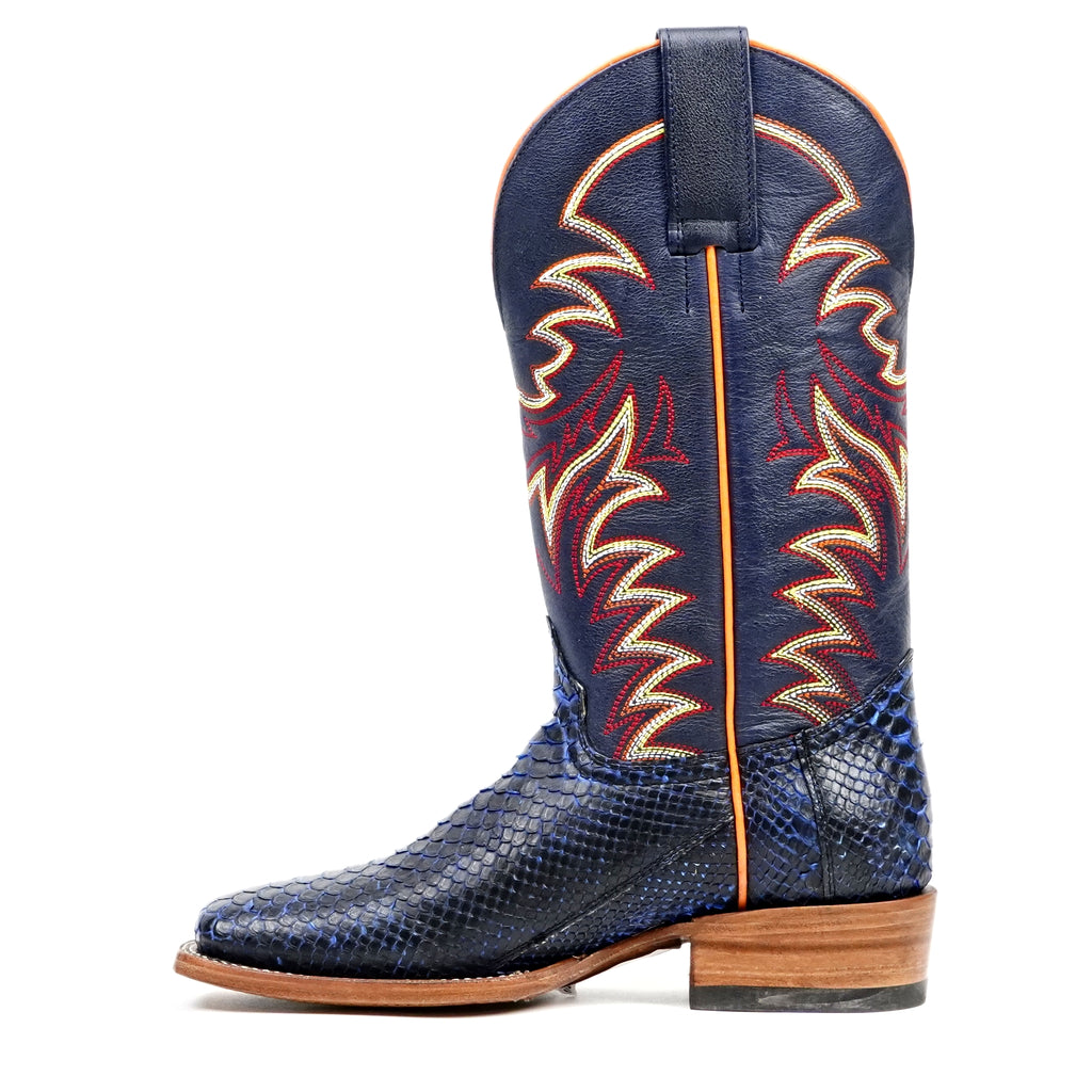 Botas Braxton Python - Azul Marino - Punta Cuadrada