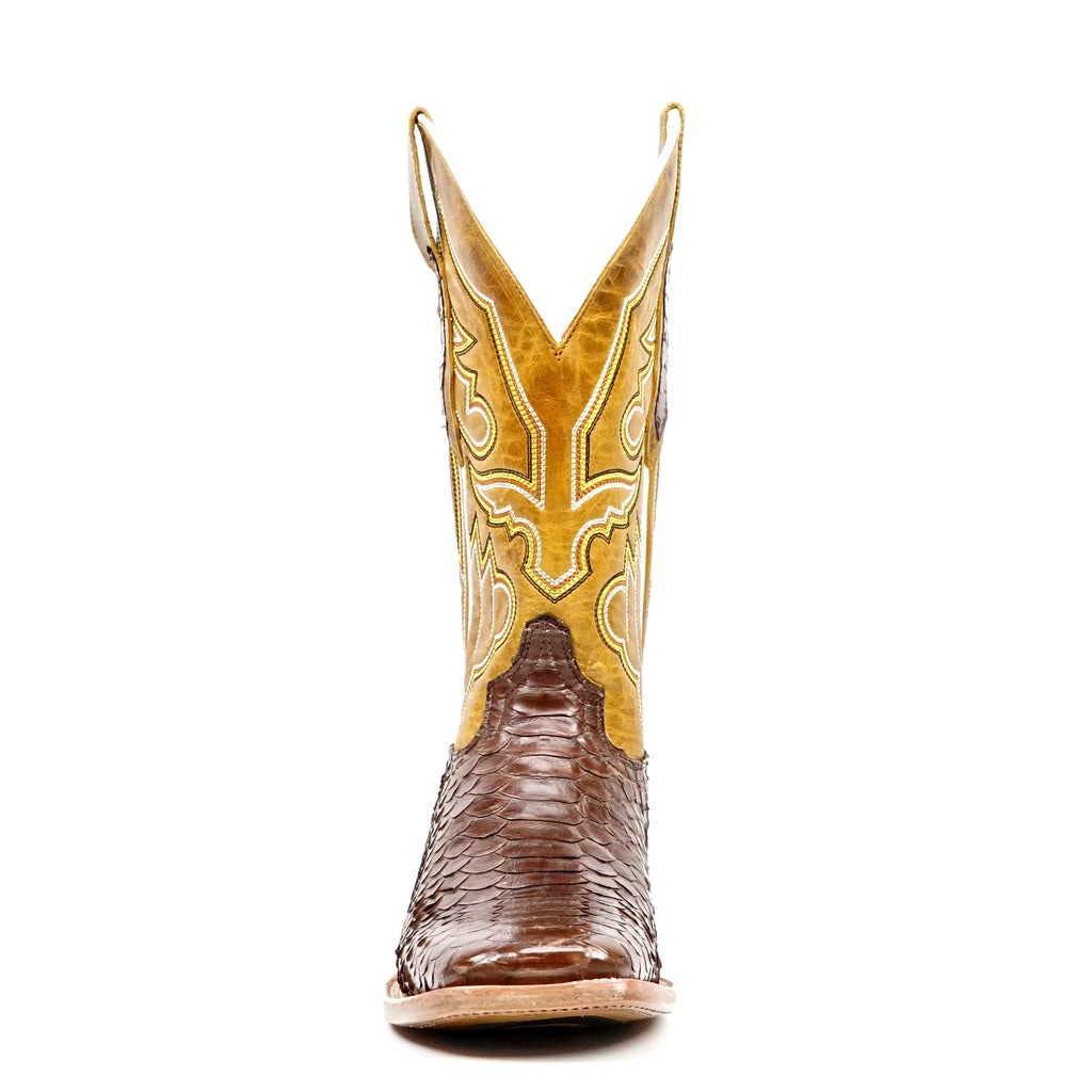 Braxton Python Boots - Brown - Square Toe - Gomez Western Wear
