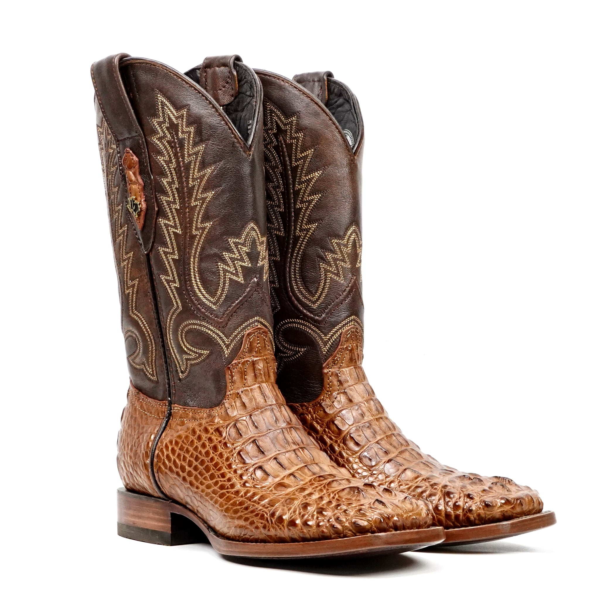 Botas de piel de cocodrilo James - Antiguas - Puntera cuadrada (AP50)