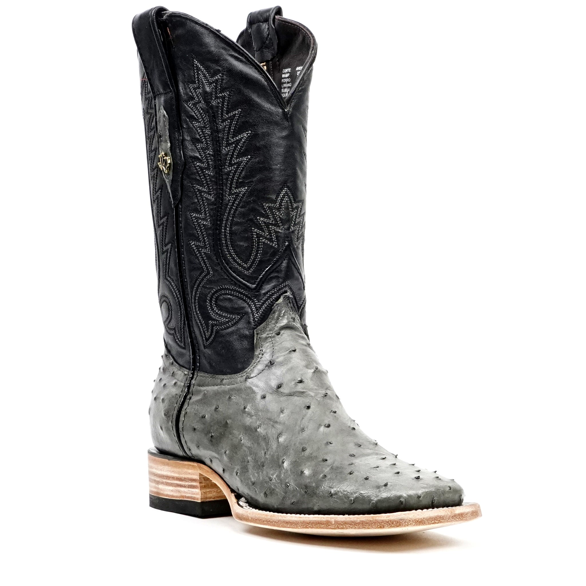 Austin Ostrich Boots - Gray - Square Toe (AV20) - Gomez Western Wear