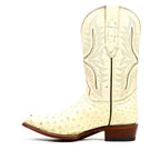 Austin Ostrich Boots - Bone - Round Toe (AV230)