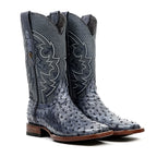 Austin Ostrich Boots - Safari Gray - Square Toe (AV20) - Gomez Western Wear