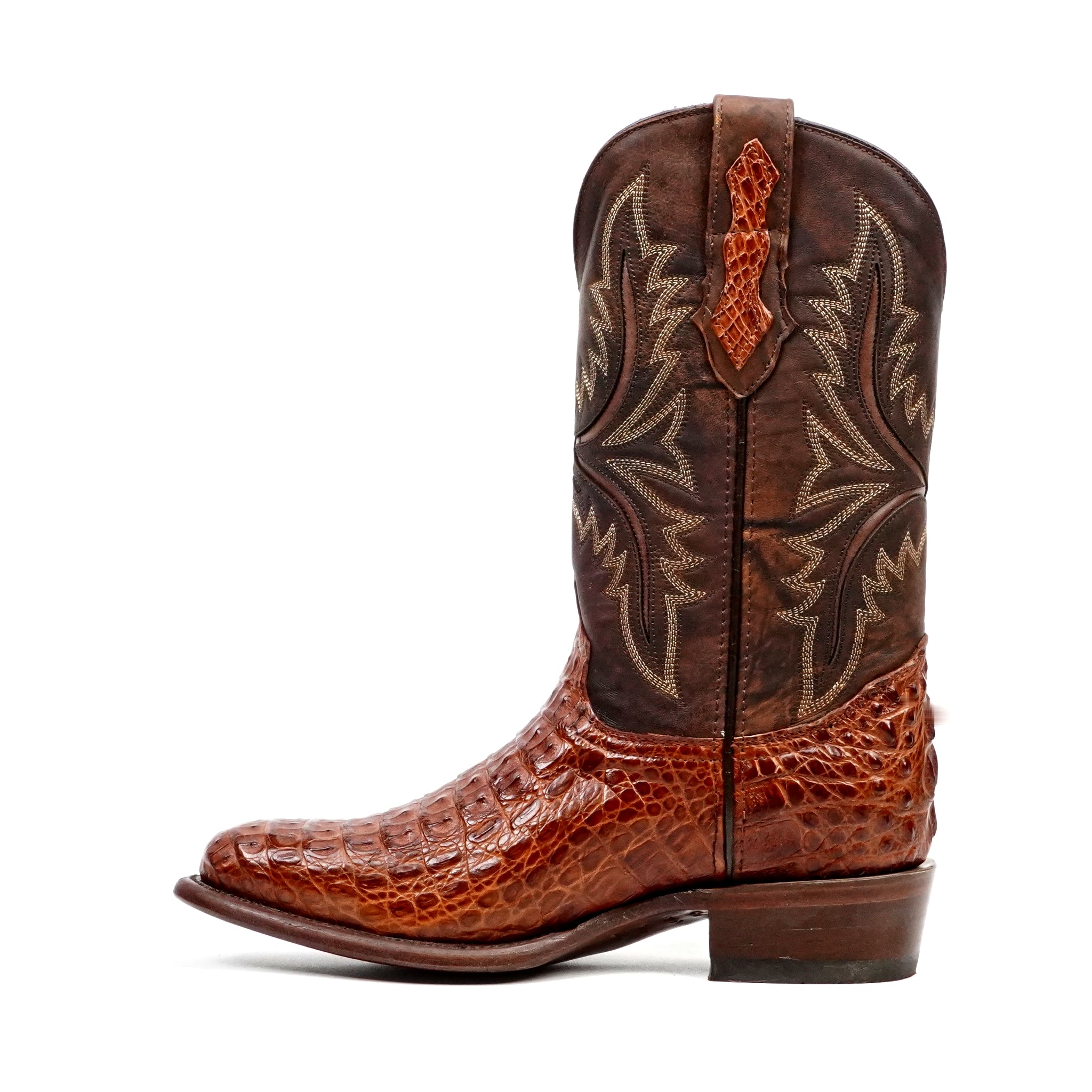 Rhodes Caiman Hornback Boots - Brandy - Round Toe (LM220)