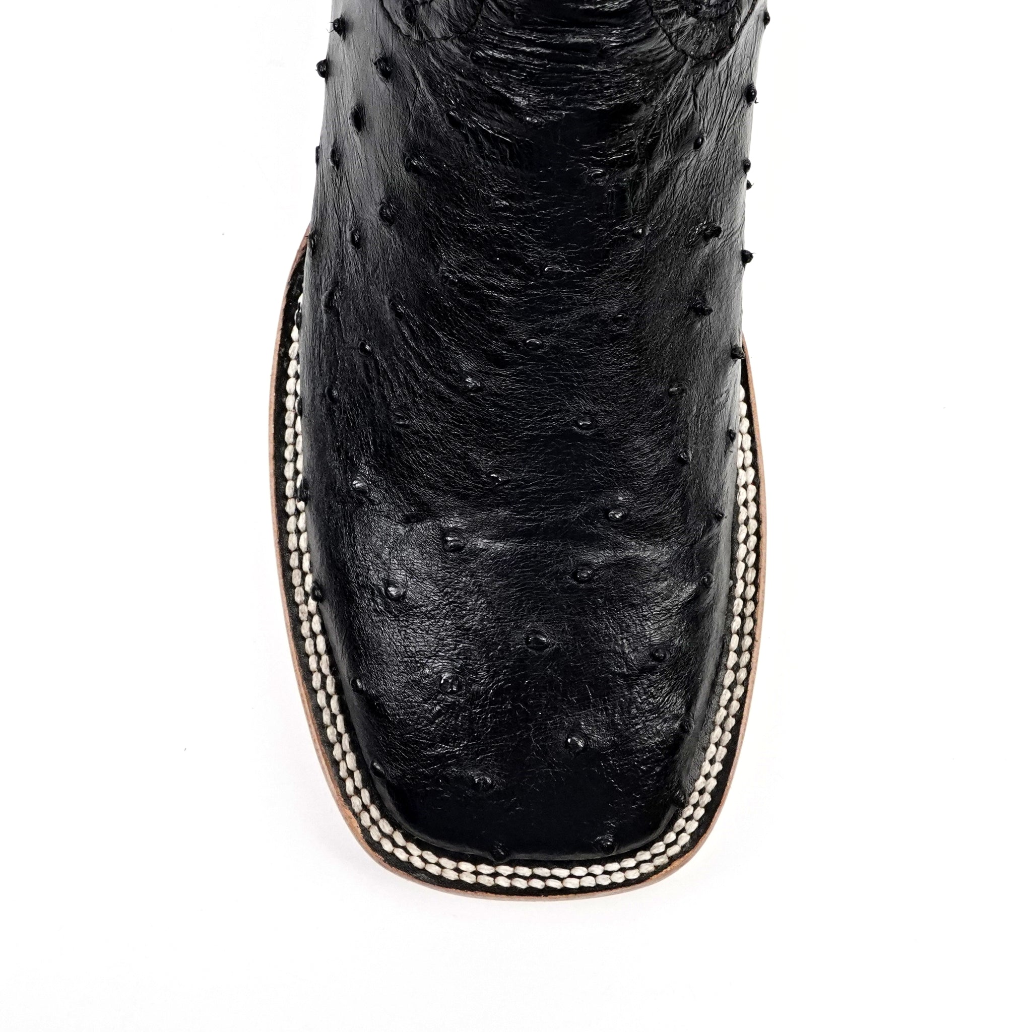 Austin Ostrich Boots - Black - Square Toe (AV20)