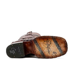 Rhodes Platinum Caiman Belly Double Sole Boots - Brandy - Square Toe