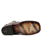Rhodes Platinum Caiman Belly Double Sole Boots - Tobacco- Square Toe