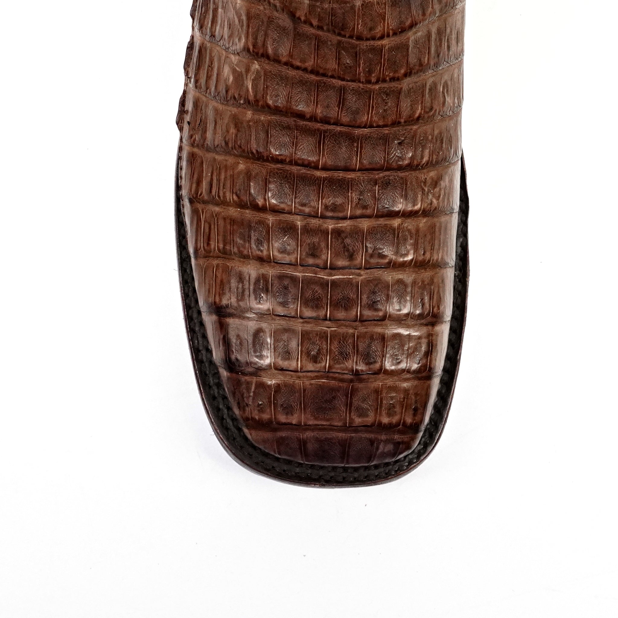 Rhodes Platinum Caiman Belly Double Sole Boots - Tobacco- Square Toe