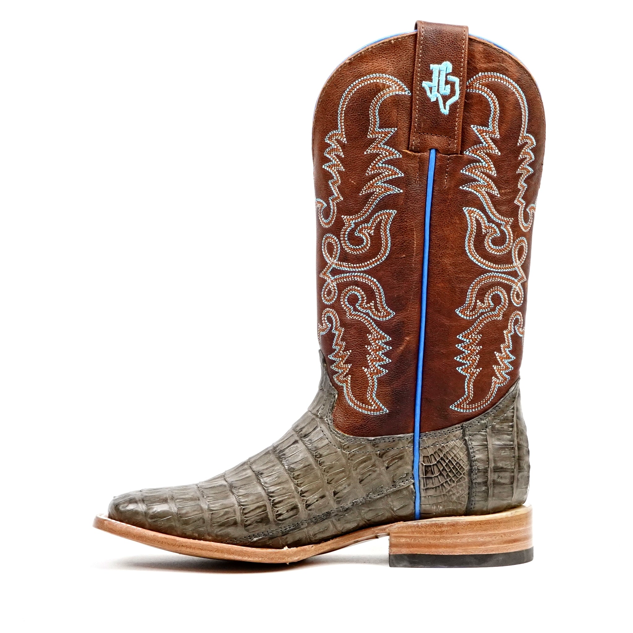 Ranger Caiman Belly Boots - Gray - Square Toe - Gomez Western Wear