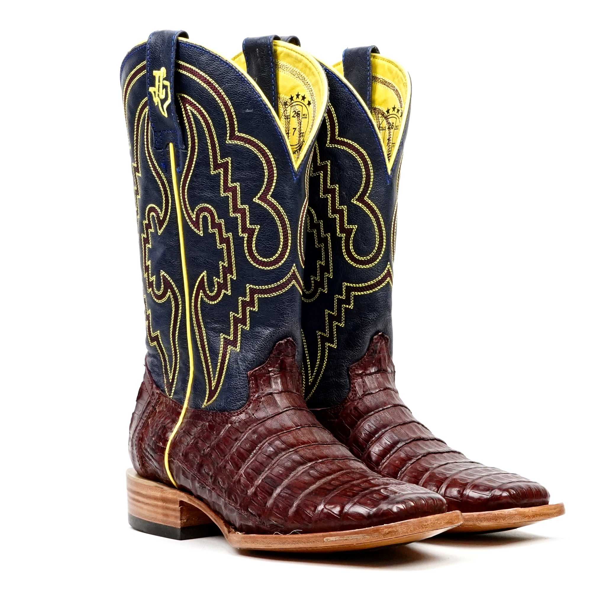 Ranger Caiman Belly Boots - Wine - Square Toe - Gomez Western Wear
