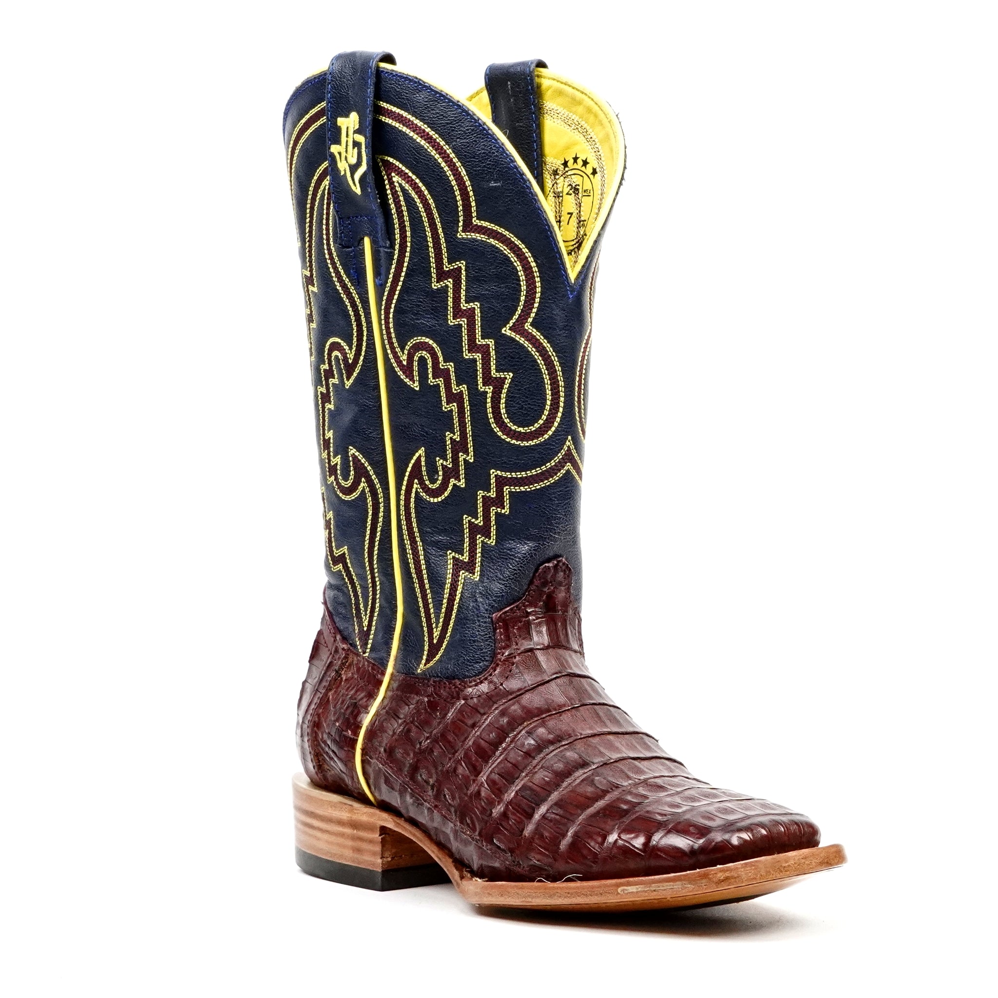Ranger Caiman Belly Boots - Wine - Square Toe - Gomez Western Wear