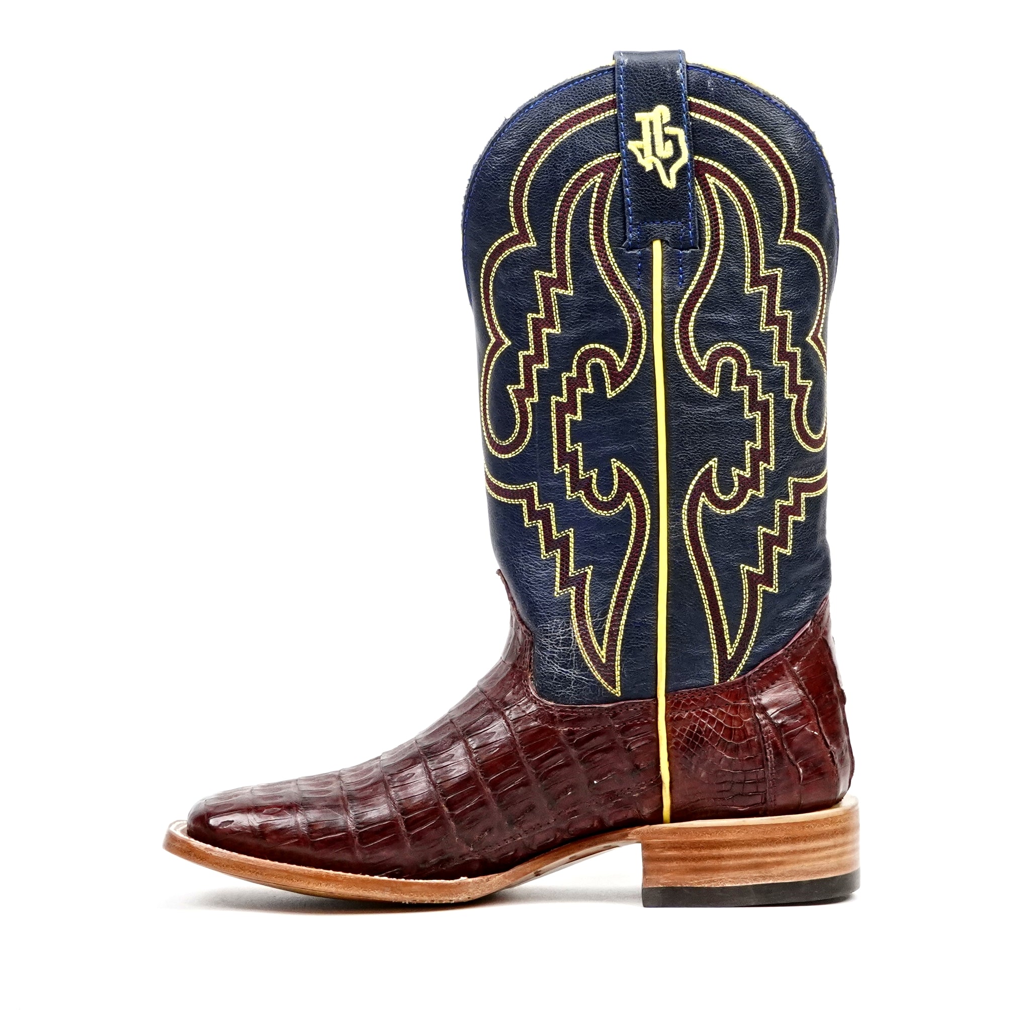 Ranger Caiman Belly Boots - Wine - Square Toe - Gomez Western Wear