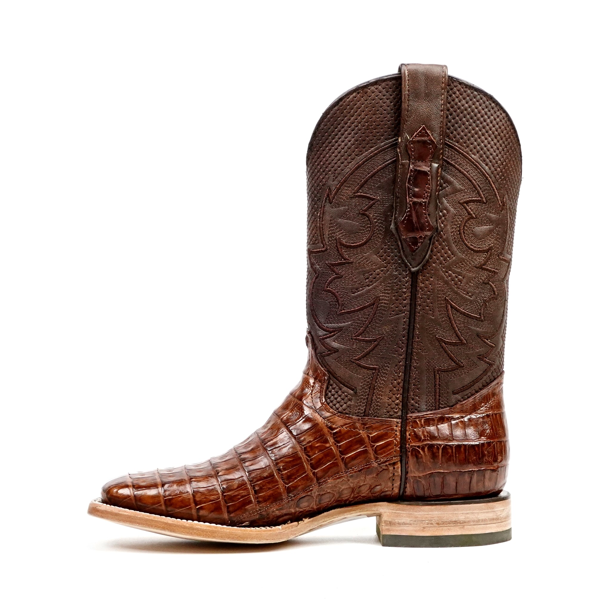 Rhodes Caiman Belly Boots - Brandy - Square Toe (LM10) - Gomez Western Wear