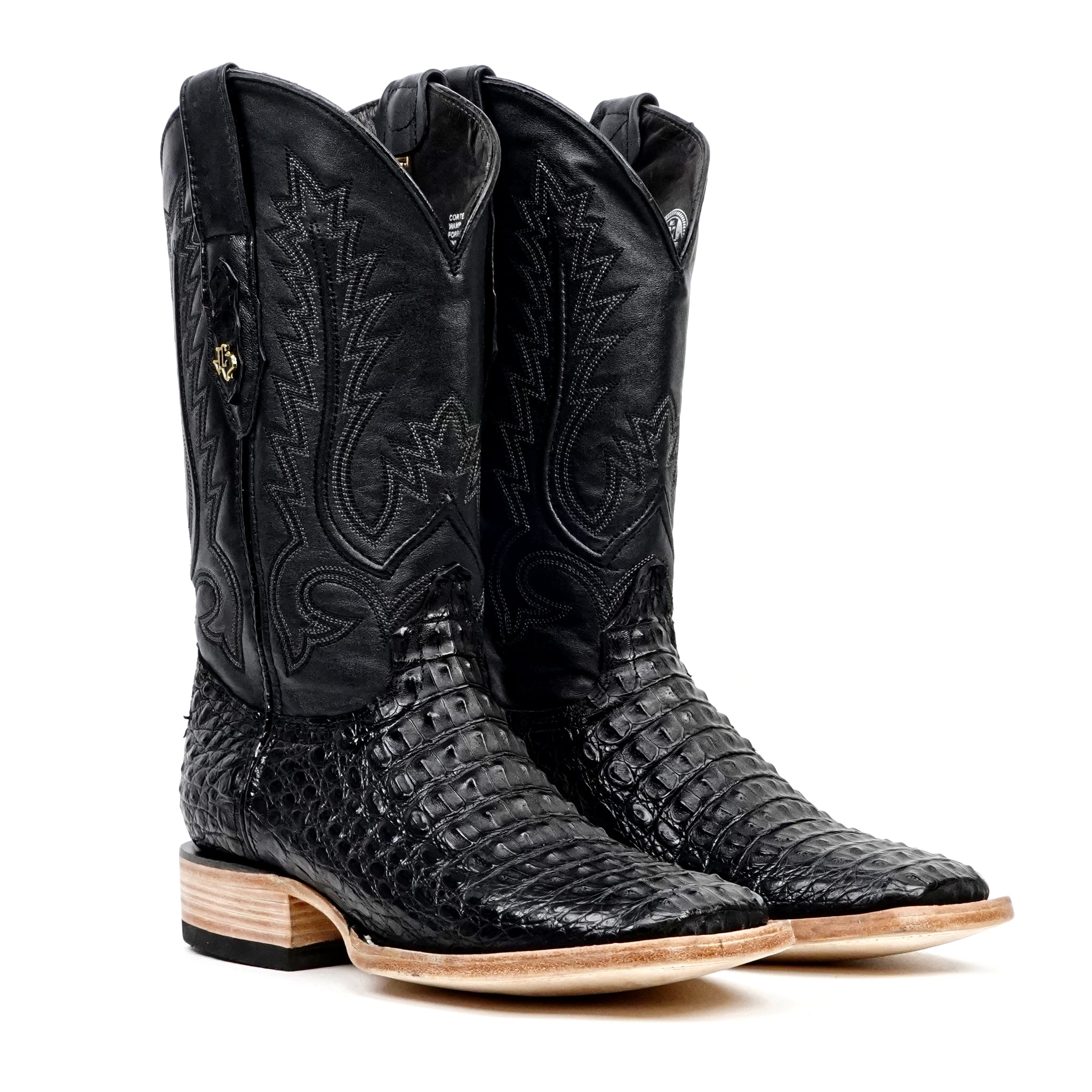 Rhodes Caiman Hornback Boots - Black - Square Toe (LM10) - Gomez Western Wear