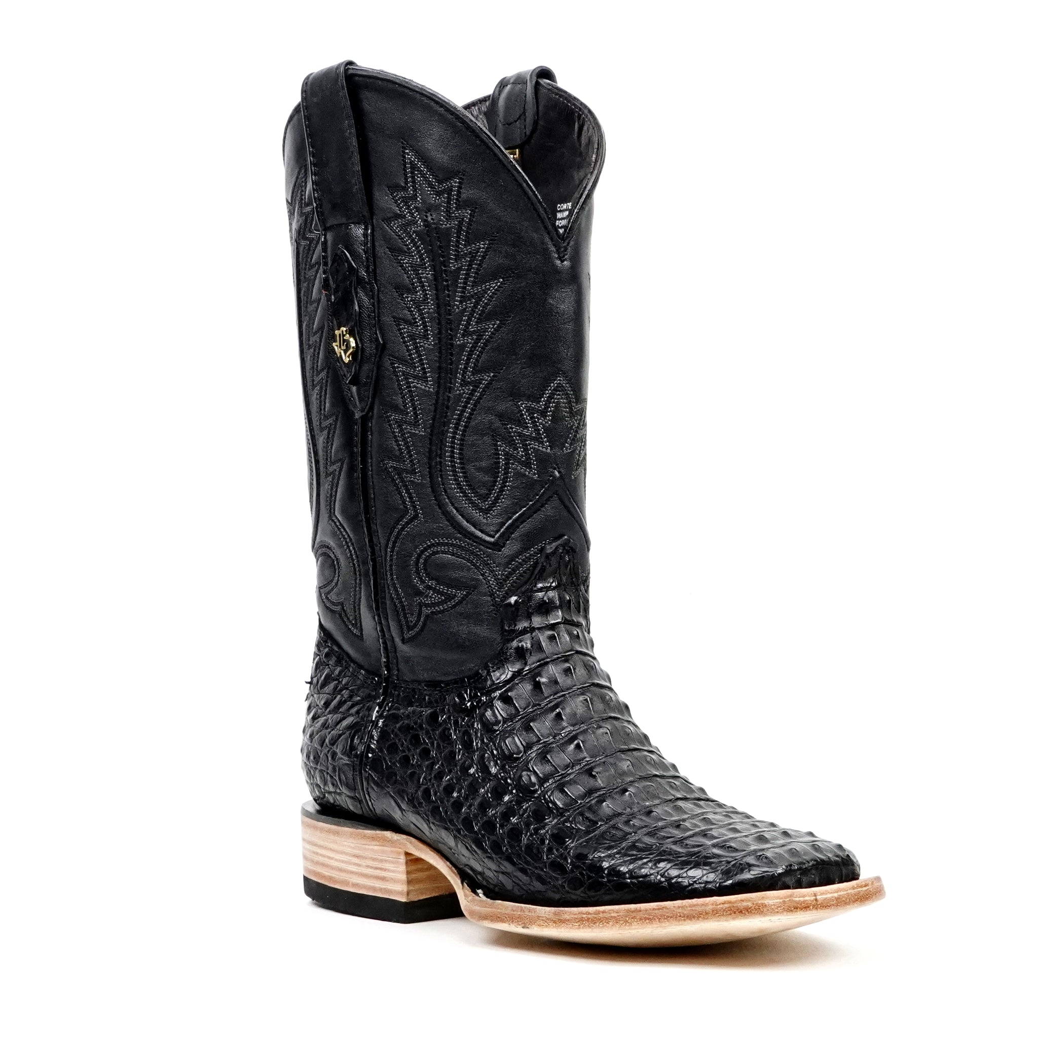 Rhodes Caiman Hornback Boots - Black - Square Toe (LM10) - Gomez Western Wear