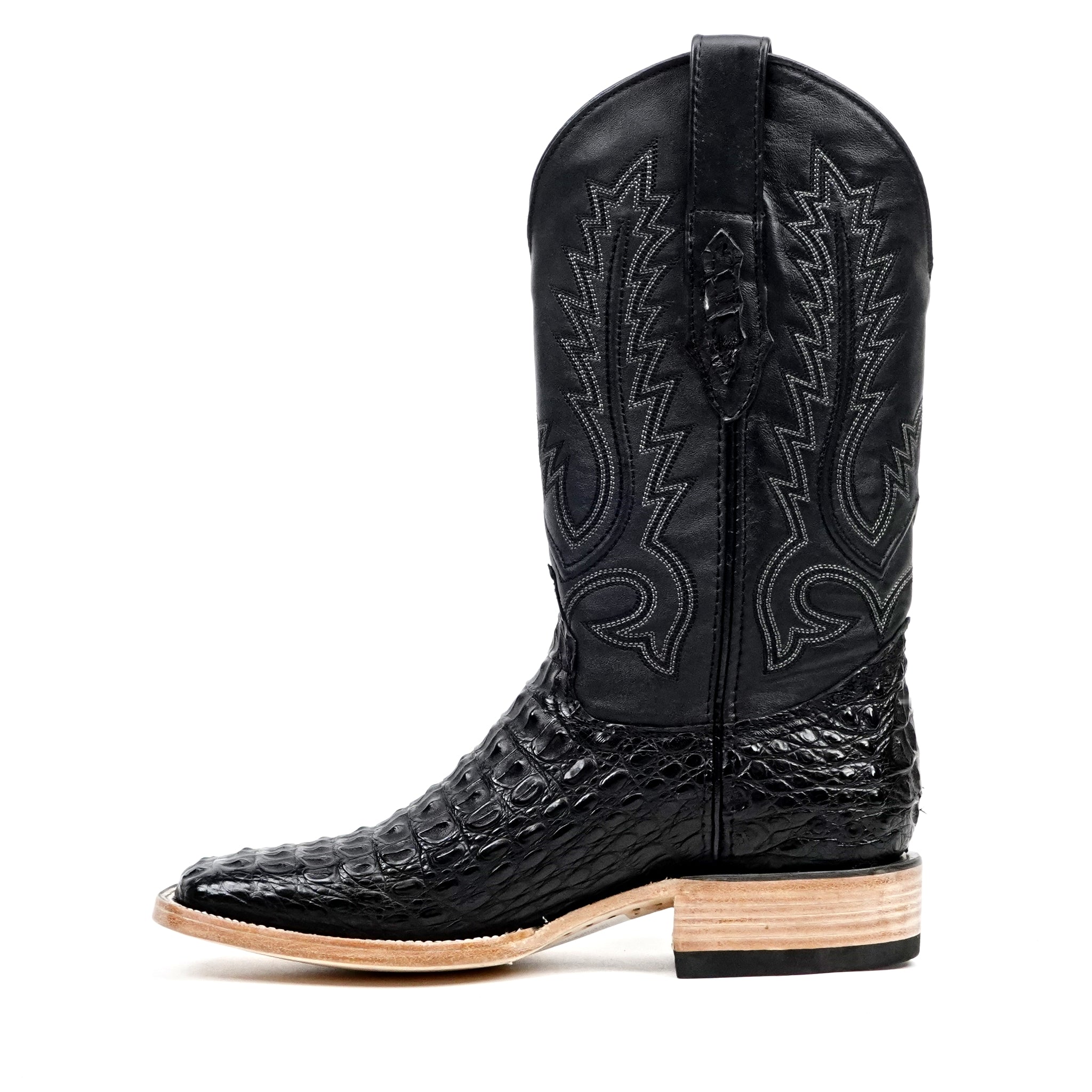 Rhodes Caiman Hornback Boots - Black - Square Toe (LM10) - Gomez Western Wear