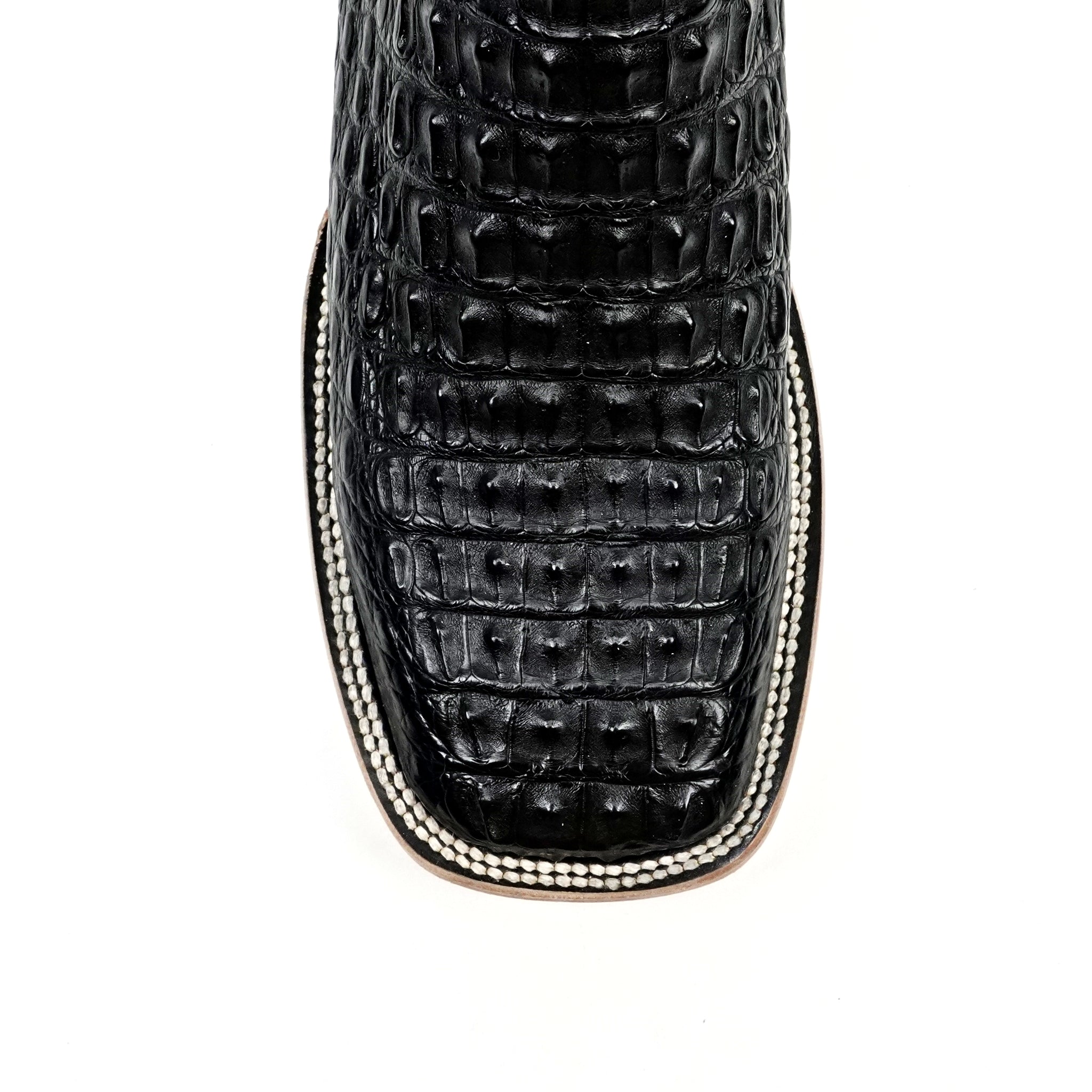 Rhodes Caiman Hornback Boots - Black - Square Toe (LM10) - Gomez Western Wear