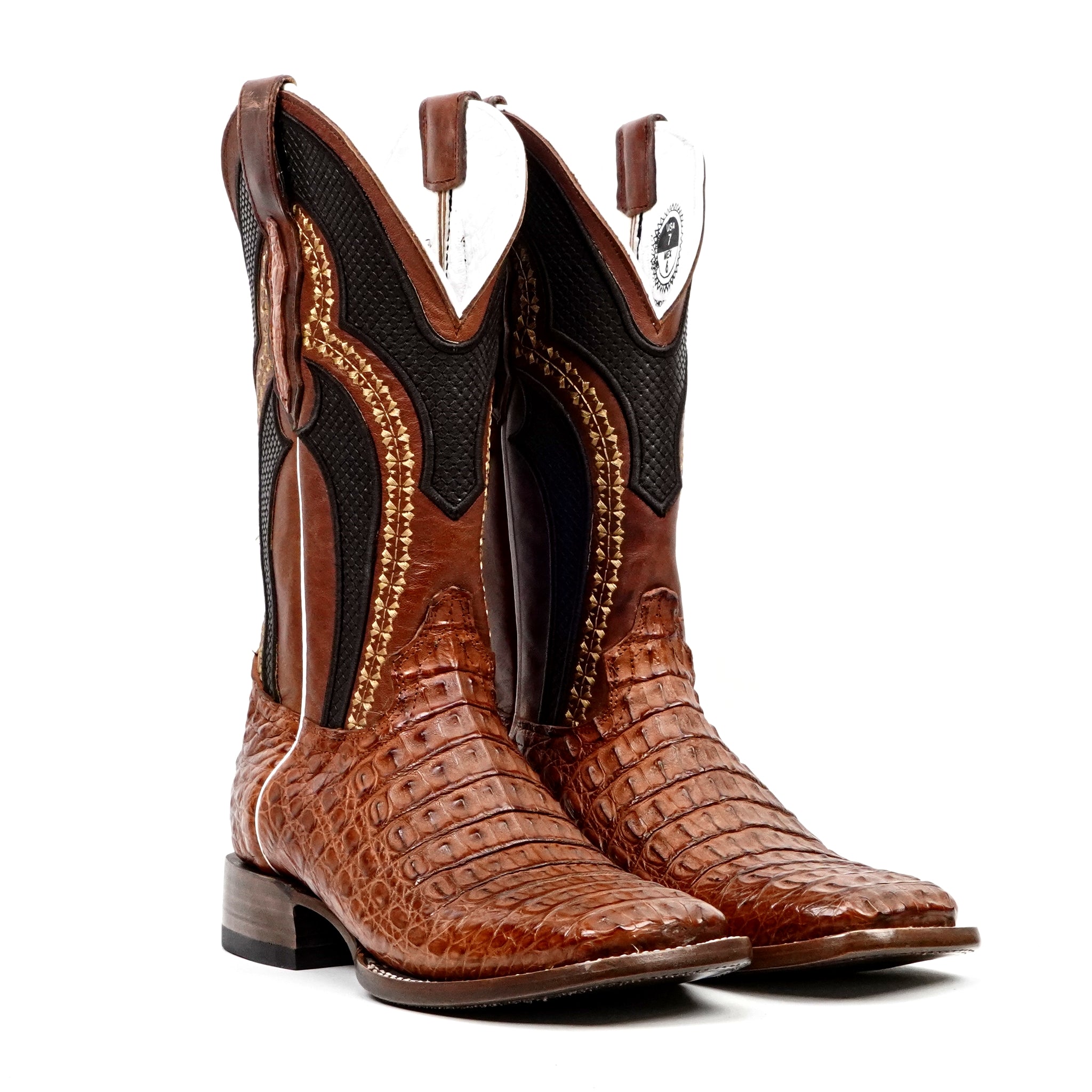 Ranger Caiman Hornback Boots - Brandy - Square Toe - Gomez Western Wear