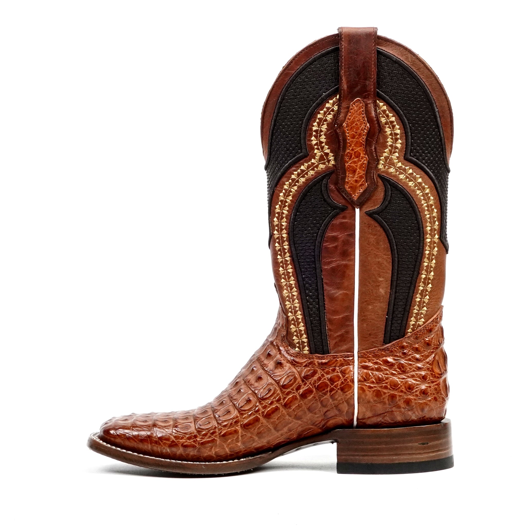 Ranger Caiman Hornback Boots - Brandy - Square Toe - Gomez Western Wear