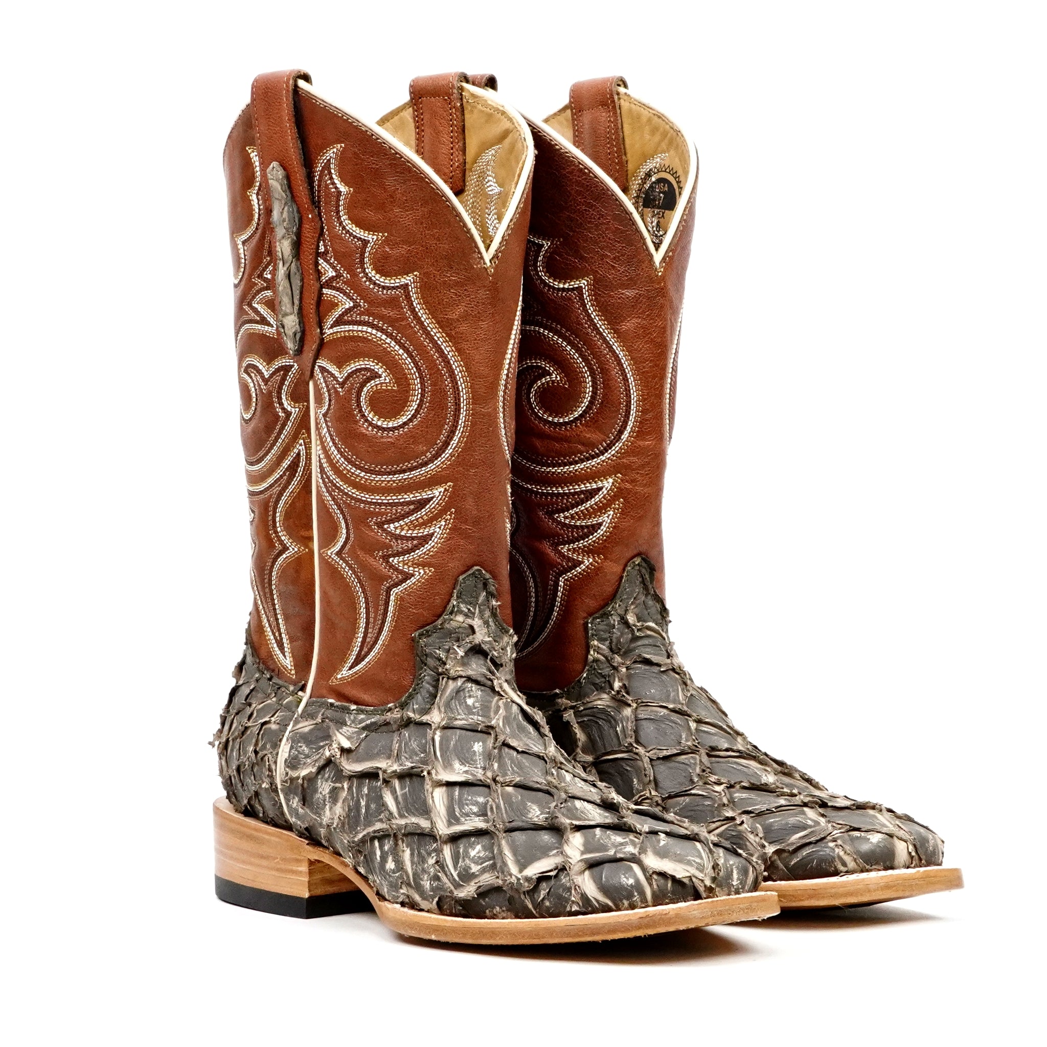 Butch Pirarucu Fish Boots - Light Gray - Square Toe - Gomez Western Wear